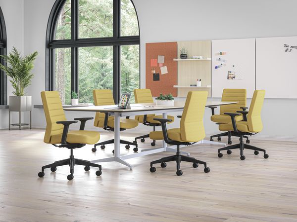 Preside conference table with Cofi Managerial Chairs and Workwall.