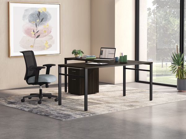 Mod desk and table with Convergence seating.