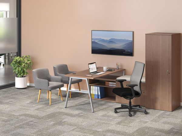 Mod private office with Ignition task seating and Matter wood leg chairs.