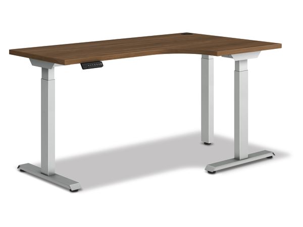 HON Coordinate height-adjustable 3-leg/2-stage, T-Foot table base in Silver finish with Pinnacle top.