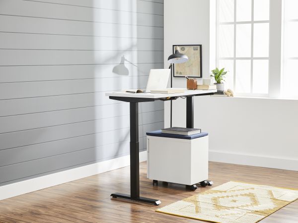 Coordinate height-adjustable table desk with Contain mobile pedestal