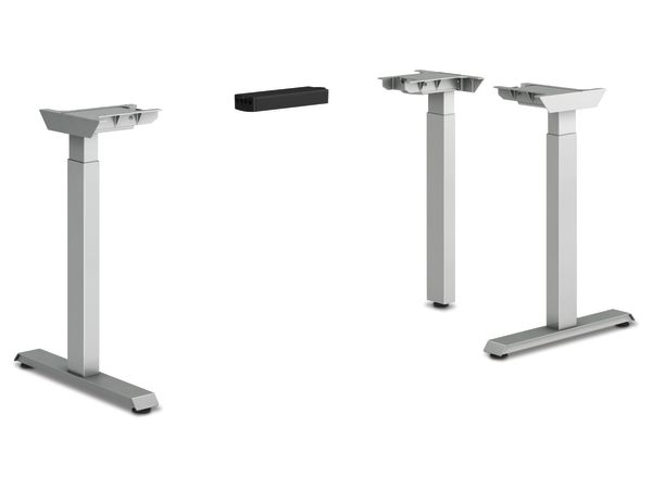 HON Coordinate height-adjustable 3-leg/2-stage, T-Foot table base in Silver finish.