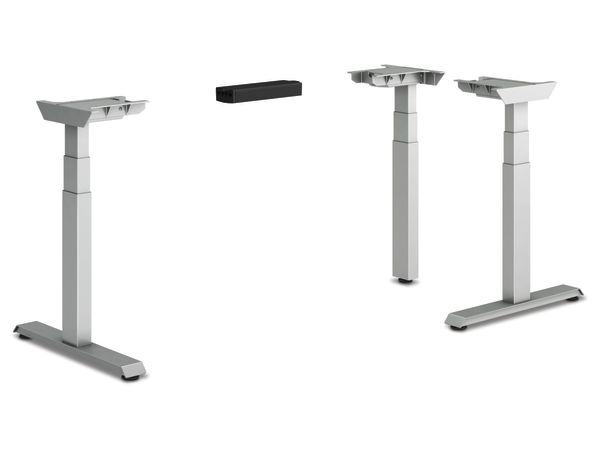 HON Coordinate height-adjustable 3-leg/3-stage, T-Foot table base in Silver finish.