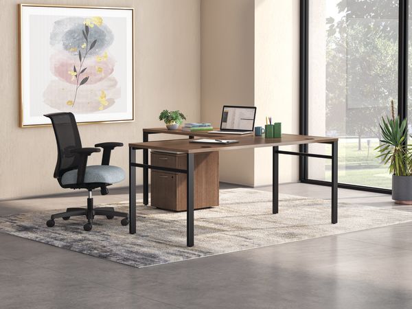 Mod desk and table with Convergence seating.