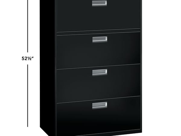 Brigade 600 Series 4-drawer lateral file cabinet in Black