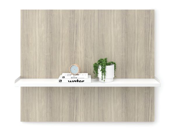 Workwall laminate tile with floating shelf attached.
