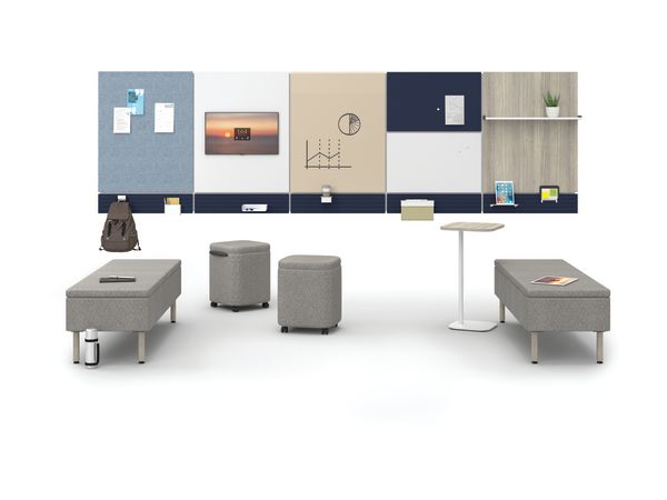 Astir seating and Birk table around Workwall open plan setting