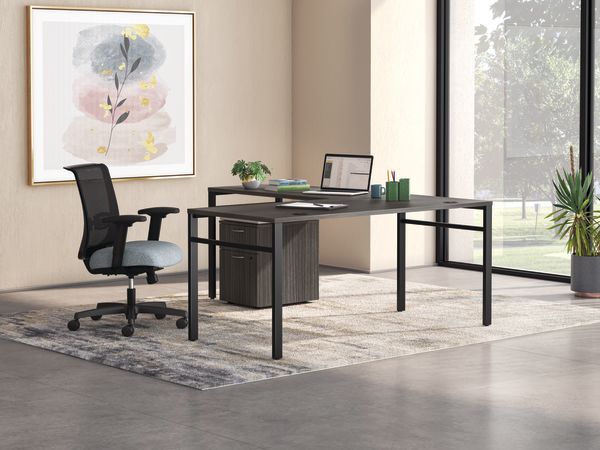 Mod desk and table with Convergence seating.