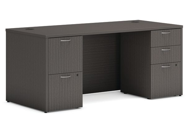 Mod double pedestal desk in Slate Teak