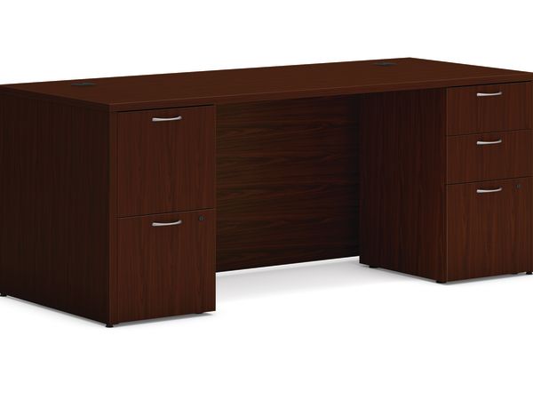 Mod double pedestal desk in Traditional Mahogany