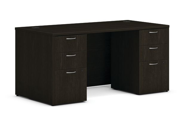 Mod double pedestal desk in Java Oak