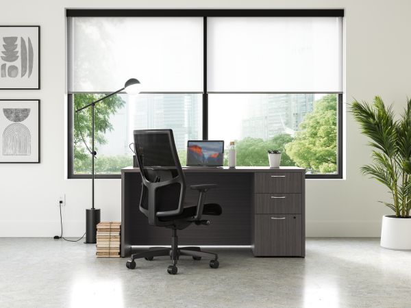 Mod desk in Slate Teak with Ignition task chair