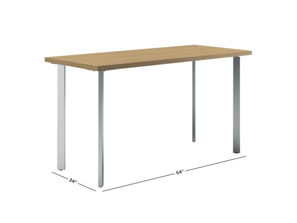 Natural recon Coze table desk with silver post legs