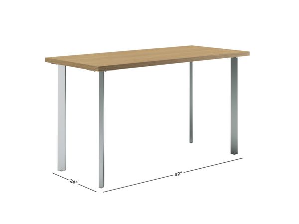 Natural recon Coze table desk with silver post legs