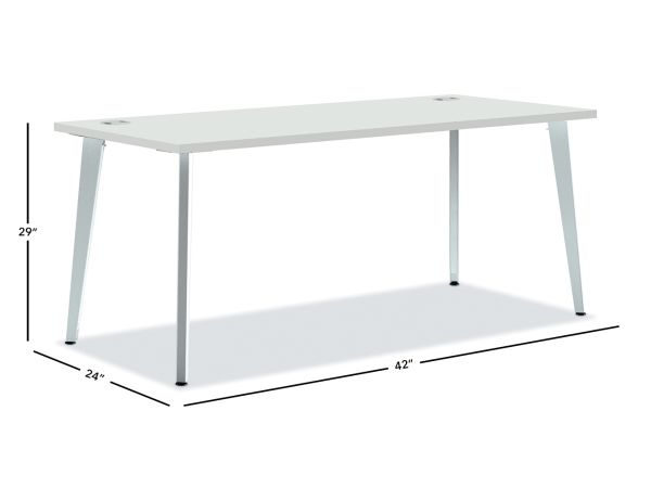 HON Voi Desk in Designer White worksurface and Silver legs