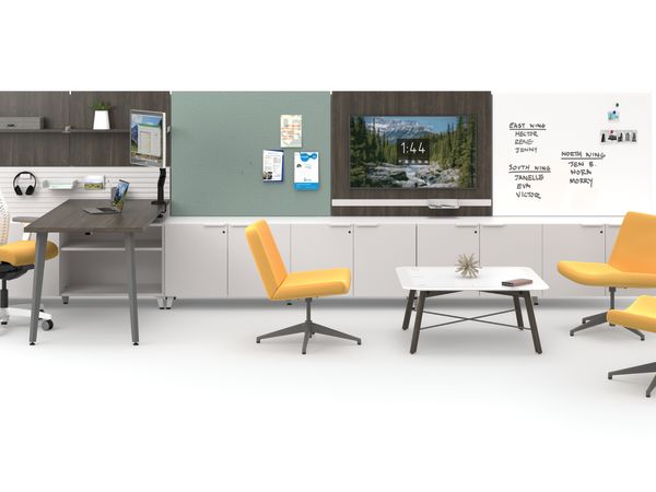 Voi large private office with Workwall tiles and soft seating area