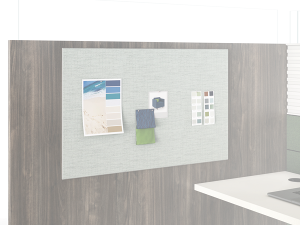 Gallery panel mounted tackboard