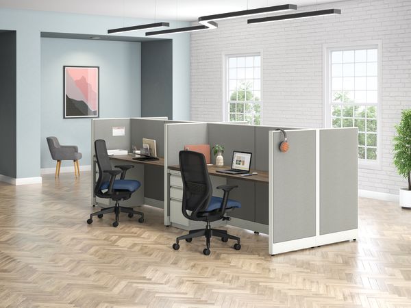Accelerate workstations with Nucleus Recharged task chairs, and Brigade storage.