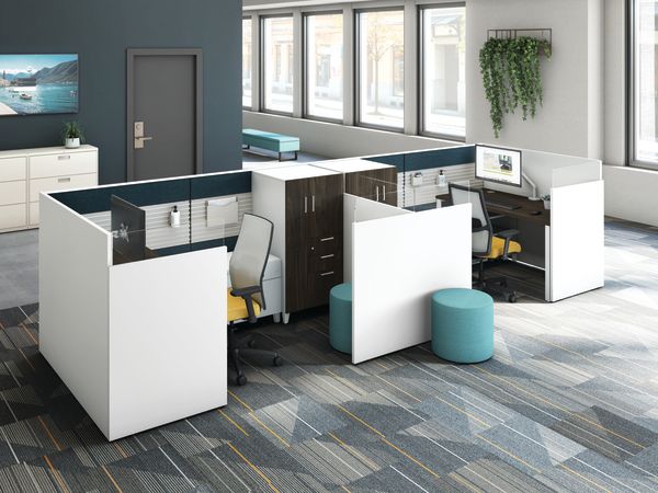Abound Workstations with cleanable, laminate gallery panels