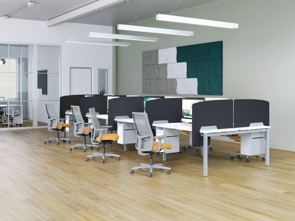 Ignition Chair, Empower Workstations, PET Screens, Acoustic Wall tiles, and Fuse Storage.