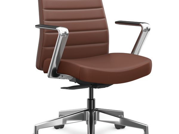 Cofi mangerial back chair with channel stitch shown in leather