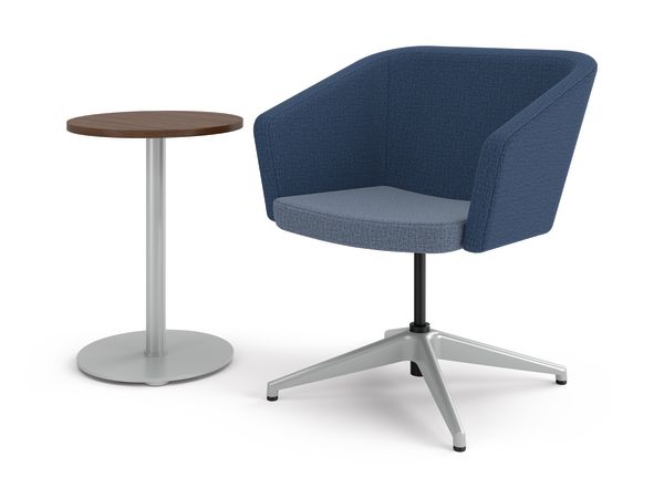 Flock dual fabric square chair with personal table.