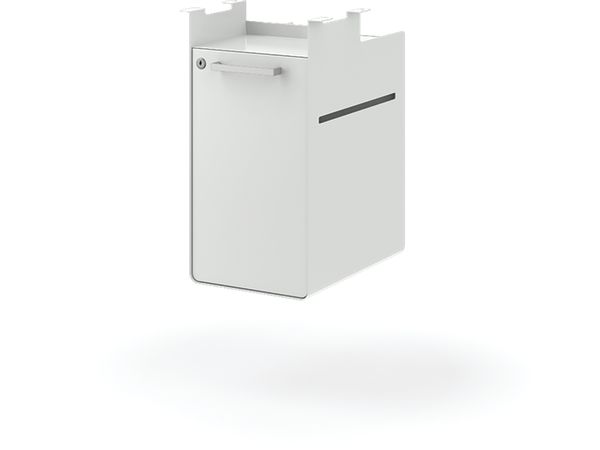 Fuse undermount storage cubby with locking door