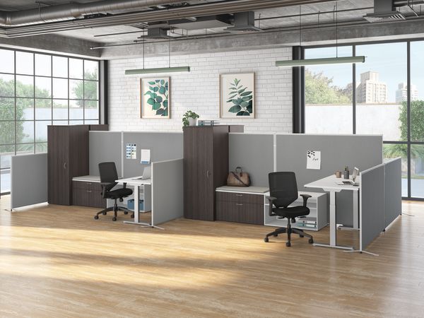 Verse open plan panel system with Mod and Brigade storage and Solve task seating.