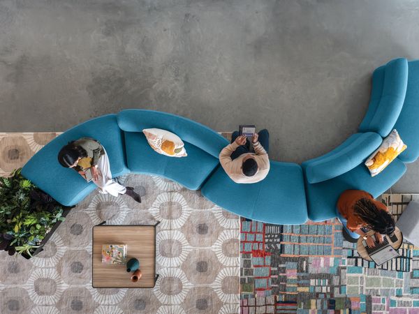 SoCo with Sculpt tables and planter and Flock seating