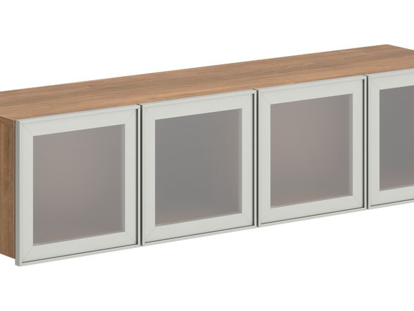 Overhead Cabinet with 4 Frosted, Metal Frame Doors