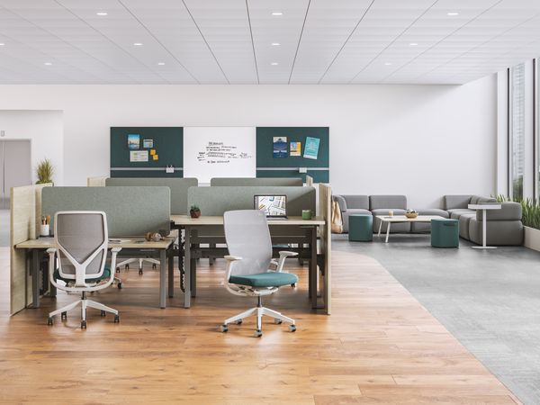 Flexion seating with Empower height adjustable workstations.