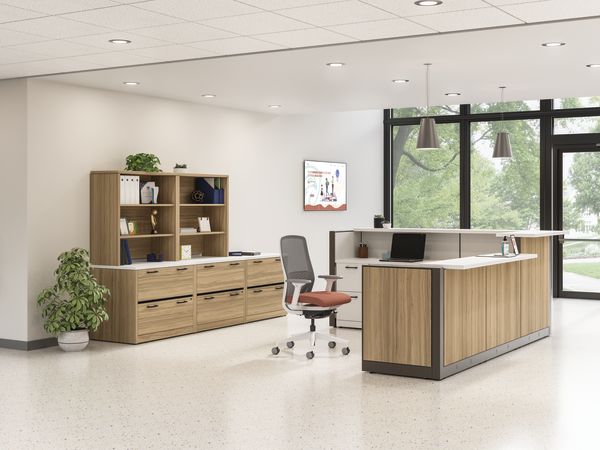 10500 Series storage with Abound reception station in school lobby.