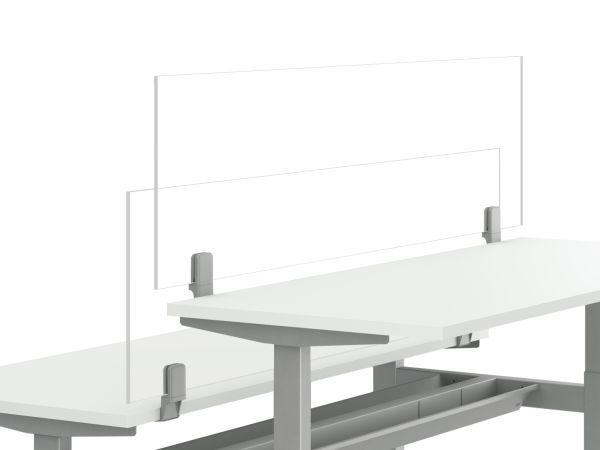 Glass Empower Universal Screens shown with height-adjustable Empower benching
