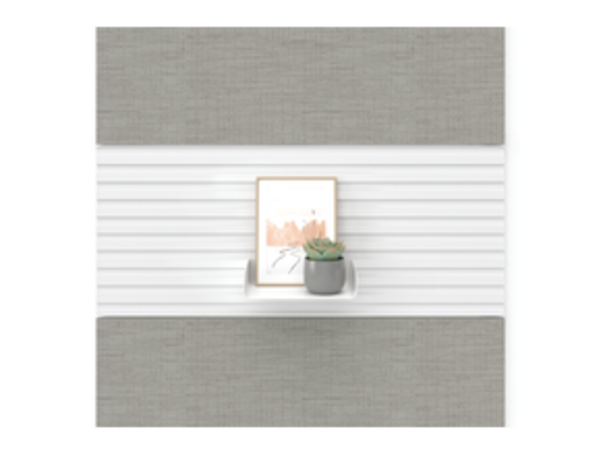 Workwall slotted tile closeup with attached tray.