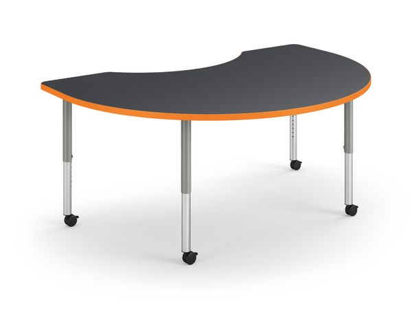 Right 3/4 View of Charcoal Arc Build Table with Orange Edge Band