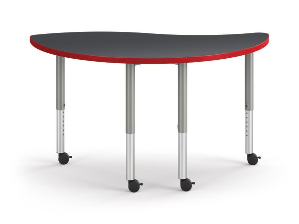 Front View of Charcoal Wisp Build Table with Red Edge Band 