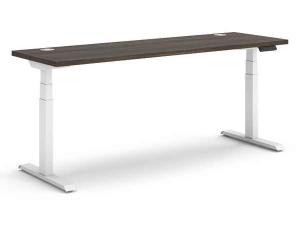 Coordinate Height Adjustable Table in Florence Walnut Top and White Base