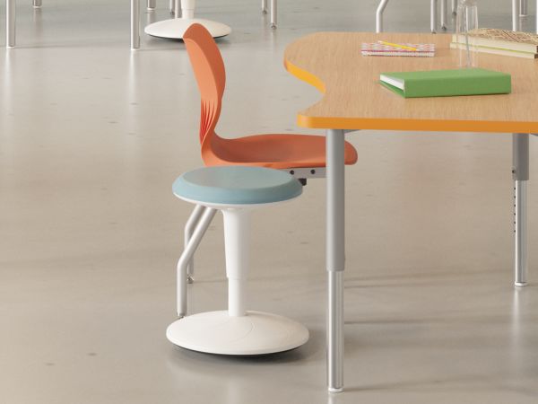 SmartLink Storage and Seating with Build Tables. Revel Fidget Stools.