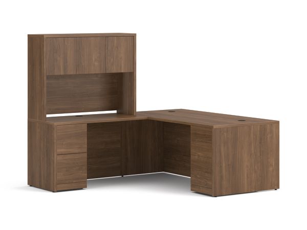 10500 Series L-Desk with Stack-on Storage in  Pinnacle Laminate.