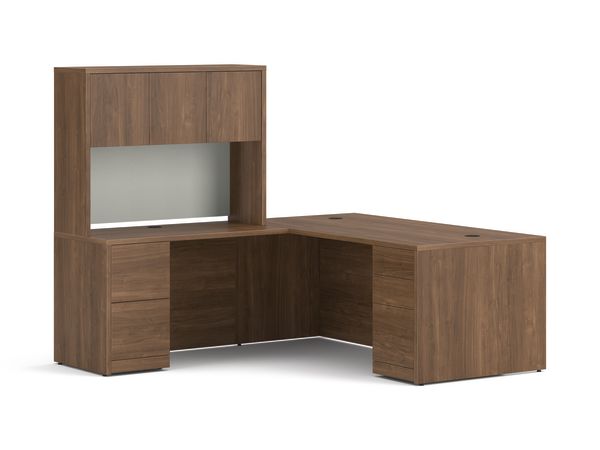 10500 Series L-Desk with Stack-on Storage in  Pinnacle Laminate.
