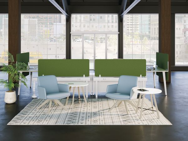 Universal PET Screens, Mav seating, Scramble tables, Gravitation beams and Voi desks.