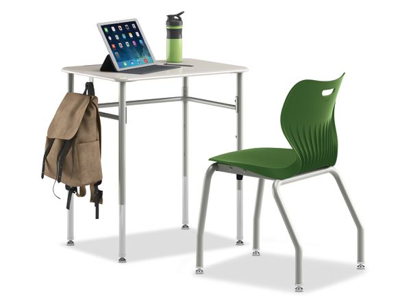 SmartLink Student Desk with SmartLink Back Pack Hook attached paired with a SmartLink chair
