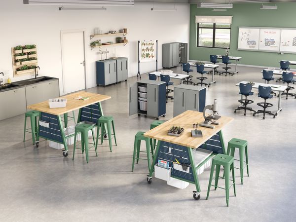 CTE Classroom with Build Makerspace Tables, Field Trip Tables, and SmartLink seating