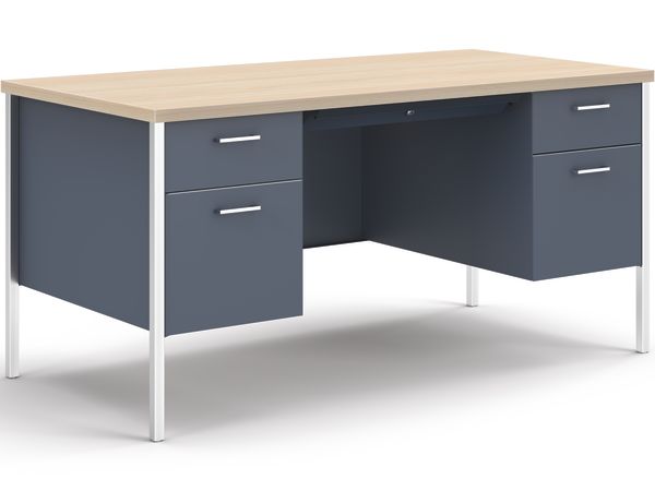 34000 Series teacher's desk in Field Elm Laminate and Harbor Paint