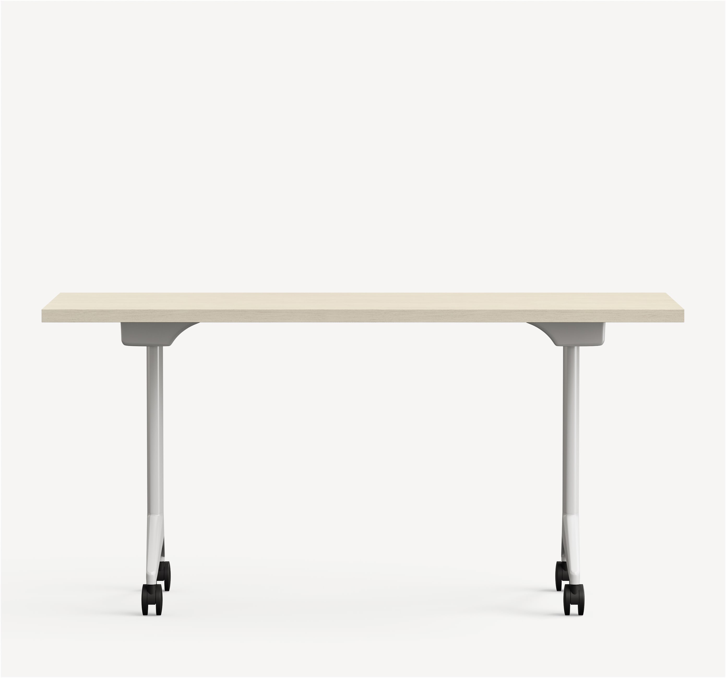 Aware folded training table with nested V-leg and casters.