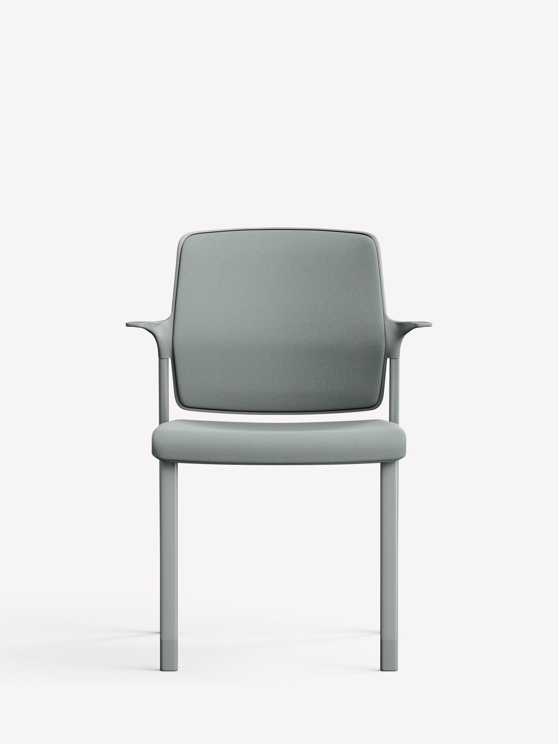 Front shot of the Allsteel Lyric side chair in light grey.