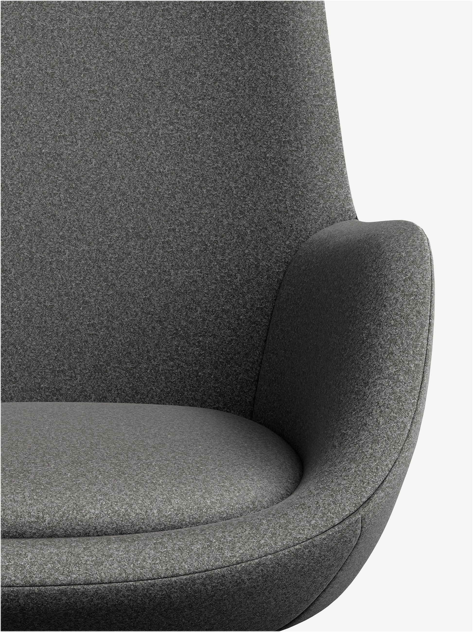 Close-up view of the Retreat executive office armchair in dark grey upholstery.