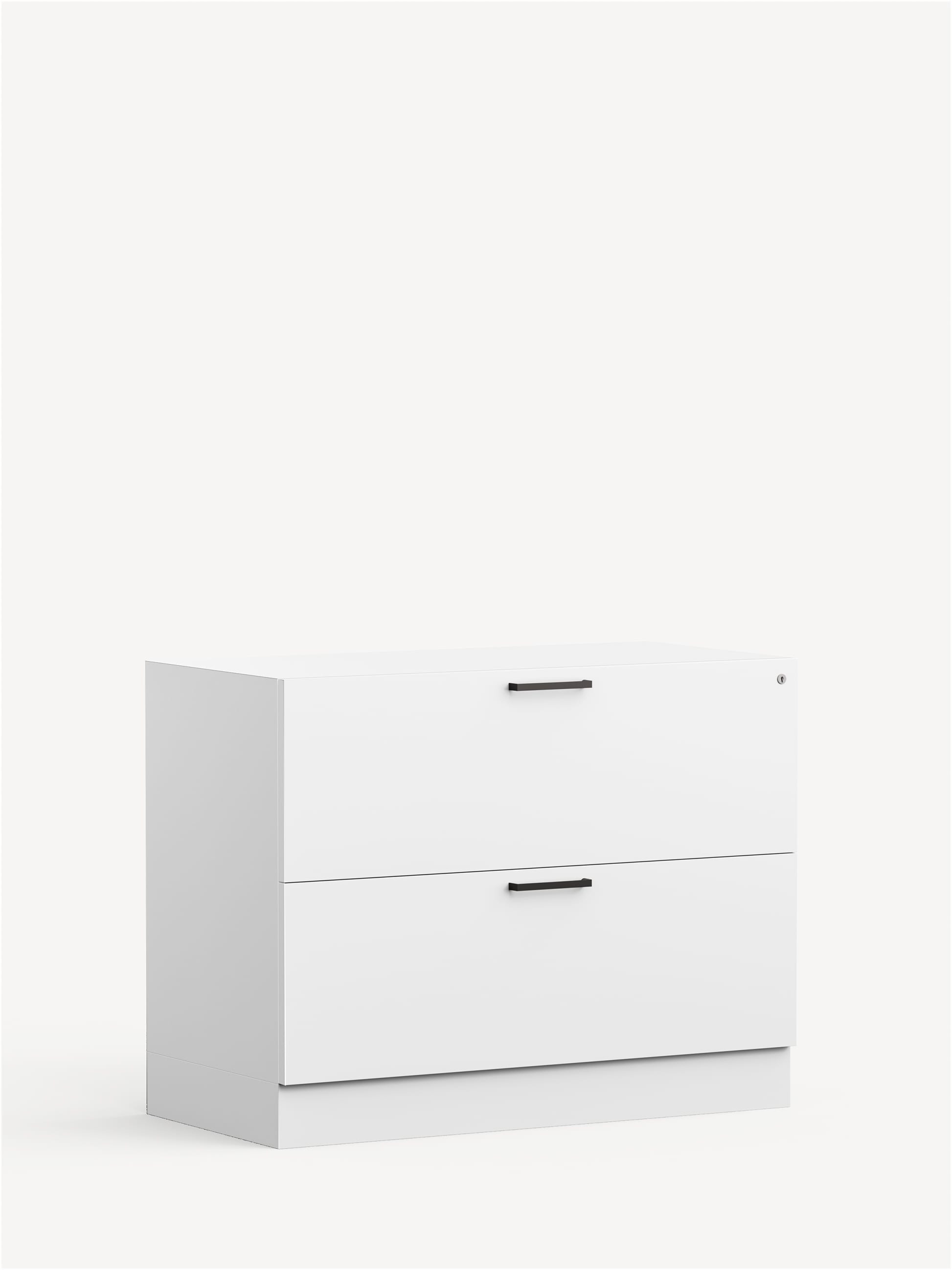 Align Lateral File in white with a recessed plinth base and two file drawers.