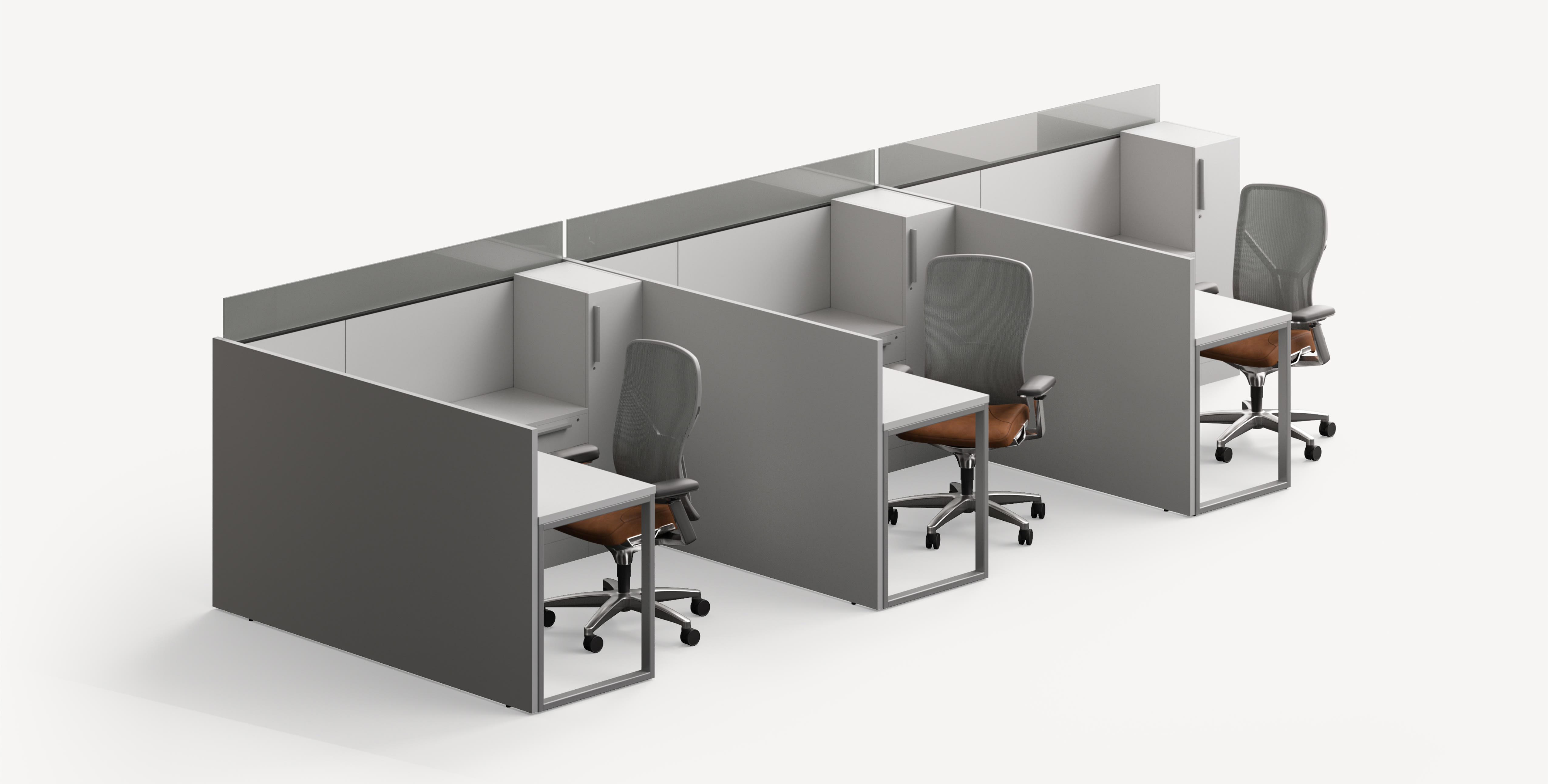 Allsteel Stride Panel system configuration with three cubicle modules,