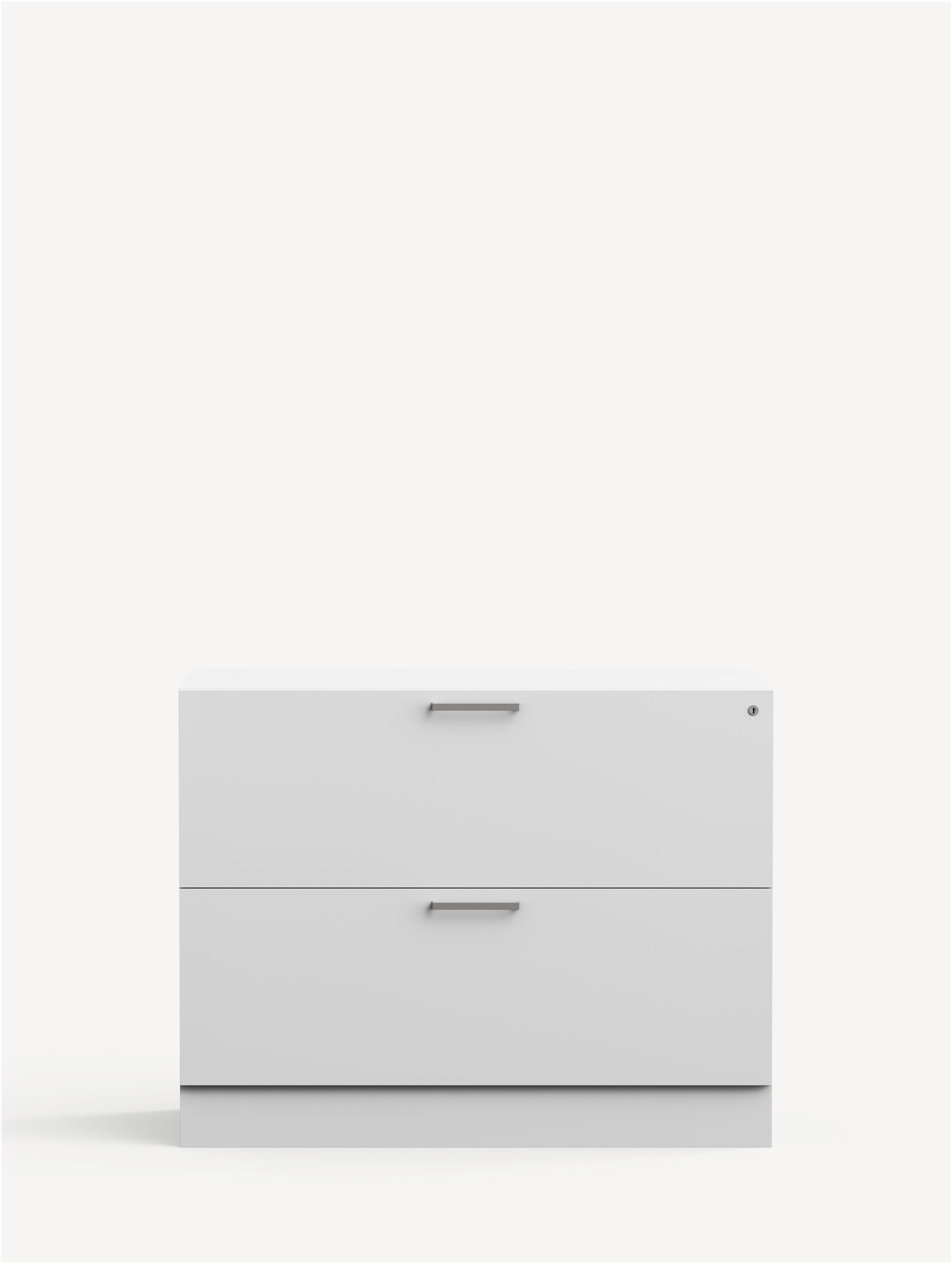 Align Lateral File in white with a recessed plinth base and two file drawers.